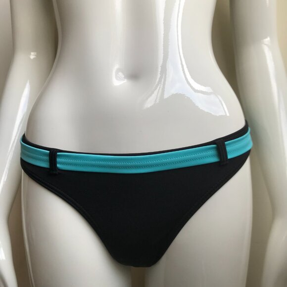 Billabong BLUE CRUSH era Vintage bikini D cup black belted halter top set RARE - Picture 6 of 7